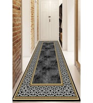 Dijital Baskılı Kaymaz Taban Yıkanabilir Modern Yolluk Ve Koridor Halısı NDU-SD-759 (Gold)
