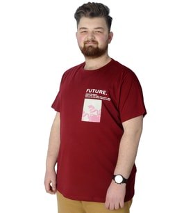 Mode XL Büyük Beden T-Shirt Baskılı Future 22154 Bordo