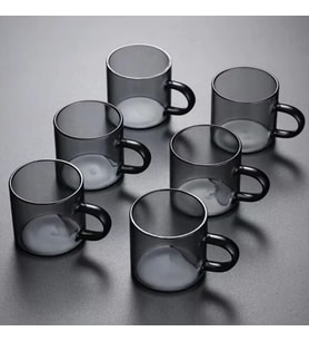6 Adet 113ml cam füme renk fincan espresso kahve fincanı ısıya dayanıklı çay seti çay fincanı