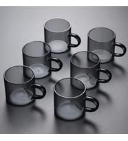 6 Adet 113ml cam füme renk fincan espresso kahve fincanı ısıya dayanıklı çay seti çay fincanı