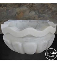 Sipahi Marble Afyon Beyaz Fırfırlı Kavun Dilimli Kurna