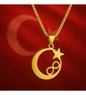 voyageaccessory Şık ve Anlamlı Tasarım, Kararma Yapmaz, Hediye Kutulu Altın Renk Hilal Yıldız Sonsuzluk Kolye