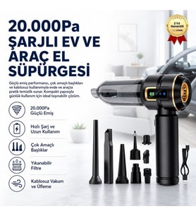 20000Pa Emiş Güçlü Taşınabilir Şarjlı Ev ve Araç Süpürgesi