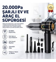 20000Pa Emiş Güçlü Taşınabilir Şarjlı Ev ve Araç Süpürgesi