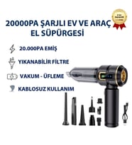 20000Pa Emiş Güçlü Taşınabilir Şarjlı Ev ve Araç Süpürgesi