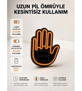 Pilli Led Işık Araç Camı İçin Uzaktan Kumandalı El Simgesi