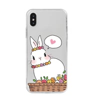 Iphone X ve XS Uyumlu Sevimli Tavşan Tasarımlı Şeffaf Telefon Kılıfı