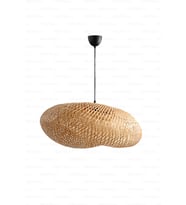 Bohem Bambu Elips Sarkıt Avize Lamba 60cm - Iskandinav, Modern, Bohem, Rattan Aydınlatma (Kahverengi)