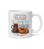 Ankara Simit Çay Temalı Kış Geceleri Kupası Porselen Bardak Hediye