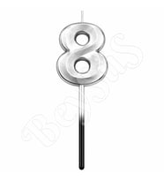 8 Rakam Mum Gümüş