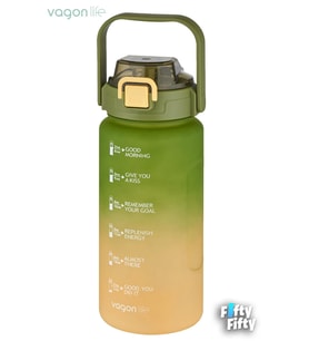 Vagonlife 1500ml -Yenilenen Renkler- Pipetli/Pipetsiz Kullanım Çift Renk SoftTouch Motivasyon Matarası Çıkartma Hediyeli
