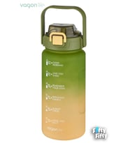 Vagonlife 1500ml -Yenilenen Renkler- Pipetli/Pipetsiz Kullanım Çift Renk SoftTouch Motivasyon Matarası Çıkartma Hediyeli