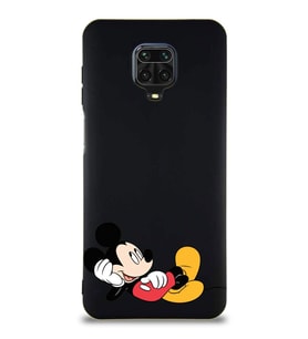 Xiaomi Redmi Note 9S Soft Premier Kapak Mickey Mouse-F Tasarımlı Silikon Kılıf - Siyah (Şeffaf)