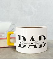 BK Gift Kişiye Özel Babalar Günü Tasarımlı Sarı Kulplu Çay & Kahve Fincanı-1, Babaya Hediye, Babalar Günü Hediyesi