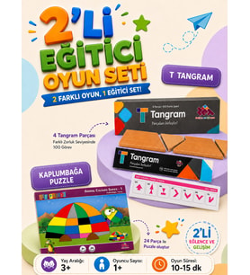2'li Oyun Seti - T-Tangram ve Kaplumbağ Puzzle - Eğitici ve Öğretici Oyun Seti