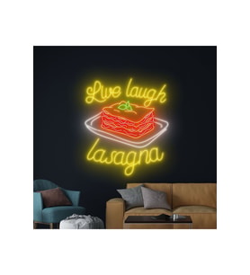Live laugh lasagna Yazılı ve Şekilli Neon Tabela