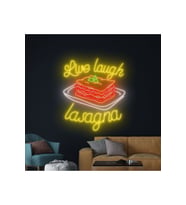 Live laugh lasagna Yazılı ve Şekilli Neon Tabela