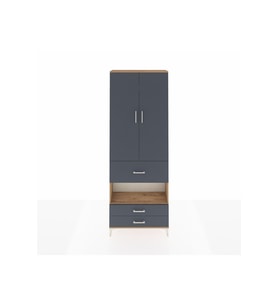 Arges Dolap 5 Raflı 3 Çekmeceli 2 Kapaklı 88x30x243 Çam-Antrasit
