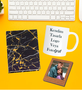 Kişiye Özel Baş Harf İsim Soyisim Beyaz Kupa Fotoğraflı Çerçeve Ve Yaldızlı Desenli Defter Set