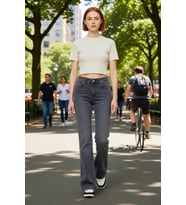 Kadın Yüksek Bel Flare Denim Pantolon Cool & Comfort Fonksiyonel Dayanıklı Kaliteli Modern