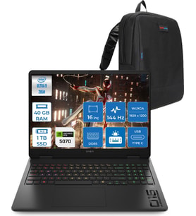 Hp Omen Slim Intel Core Ultra 9 285H 40GB Ddr5 1tb SSD 8GB/RTX5070 16" Wuxga 144Hz IPS 300NIT Freedos Taşınabilir Gaming Bilgisayar 16AN0017NTF14 + Zettaçanta