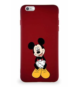 Apple iPhone 6 Plus Soft Premier Kapak Mickey Mouse-A Tasarımlı Silikon Kılıf - Mürdüm (Şeffaf)