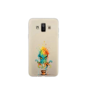 Samsung Galaxy J7 Duo ile uyumlu Splash ahtapot tasarımlı şeffaf silikon kılıf