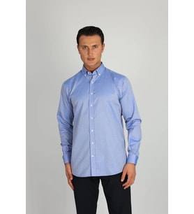ENZO FERRETTI EF12 R 506 LACİVERT NON-IRON  ÇİFT KAT İPLİK, REGULAR FIT,ERKEK GÖMLEK