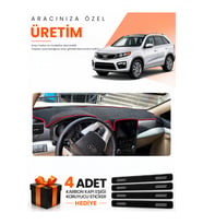 KİA SORENTO (2009-2014) Uyumlu Torpido Koruma Örtüsü Oto Kılıfı - Siyah Kırmızı