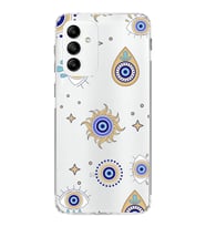 PrintiFy Samsung Galaxy M13 ile Uyumlu 1mm Slim Fit Nazar Boncuğu 5 Baskılı Şeffaf  Kılıf