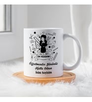 Öğretmenler Günü İçin Kişiye Özel Porselen Kupa Bardak - BY-KP-0000282 (Beyaz)