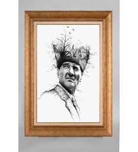 Altın Varaklı Paspartulu Çerçeveli Atatürk Tablo nt621