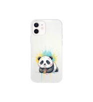 iPhone 12 Mini ile Uyumlu Splash Panda Tasarımlı Şeffaf Silikon Kılıf