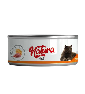 Natura Tavuk Fileto&Peynir Et Suyu İçinde Pirinçli Kedi Konservesi 70Gr