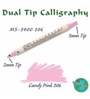 Zig Calligraphy Çift Uçlu Kaligrafi Kalemi 2 mm + 5 mm 206 Candy Pink 