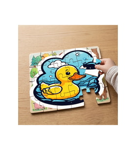 Sevimli Sarı Minik Ördek Tasarımlı 24 Parça Ahşap Çocuk Puzzle MPK0988