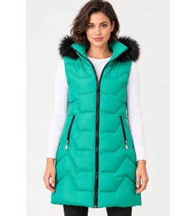 Dewberry Kadın %100 Polyester Yelek Yeşil Z9761 Günlük Dış Giyim, Kazak ve Gömlek Kombini, Seyahat Gardırobu
