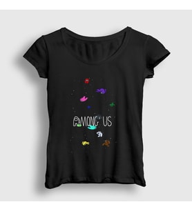 Presmono Kadın Siyah Space Among Us T-Shirt 77979tt