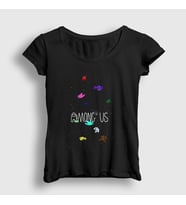 Presmono Kadın Siyah Space Among Us T-Shirt 77979tt