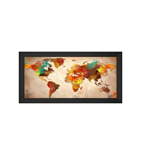 Harita Temalı Kanvas Tablo 80 x 110 cm Siyah Çerçeve