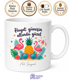 Yaz Partisi Temalı Baskılı Kupa Bardak Hediye Özel Tasarım Porselen Mug