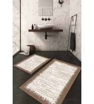Dijital Baskılı Kaymaz Taban Yıkanabilir 2'li Klozet Takımı Banyo Paspası NDKZ-HT-607 (Kahverengi)