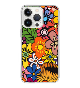 PrintiFy Apple  iPhone 13 Pro Max ile Uyumlu 1mm Slim Fit Retro Renkler 2 Baskılı Şeffaf  Kılıf