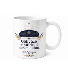 Uçak Kaptanına Uçuş Planı İrtifa Kontrolü Kokpit Sorumluluğu Kupa Hediye Bardak