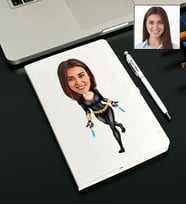Kişiye Özel Süper Kadın Tasarımlı Karikatürlü Beyaz Defter Kalem Seti 81