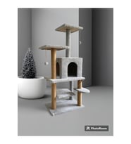 Y-01 Salıncaklı Yuvalı Lüx Kedi Tırmalama Oyun Evi-Gri