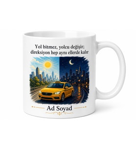 Sarı Taksi Şoförüne Gece Gündüz Şehir Turu Esnaf Çay Kupası Hediye Bardak