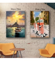 istanbul gemi deniz cami ortaköy manzara tablo resim kanvas 2 adet 50x70