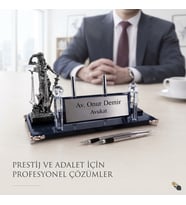 Gümüş Adalet Heykelli Kristal Masa İsimliği