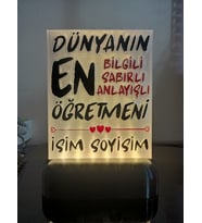 Öğretmene Özel Isimli Dekoratif Led Lamba M5 - Kablolu Adaptörlü - Hediyelik (Günışığı)